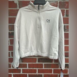 NWT Calvin Klein Women’s 1/4 Zip Cream Colored Large Sweatshirt